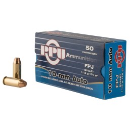 PPU PPH10F Handgun  10mmAuto 170gr Flat Point Jacketed 50 Per Box10 Case