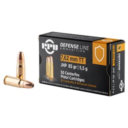 PPU PPD7T Defense  7.62x25mmTokarev 85gr Jacketed Hollow Point 50 Per Box10 Case