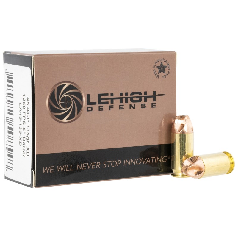 Lehigh Defense LA45135XD Xtreme Defense  45ACP 135gr Lehigh Defense XD FMT 20 Per Box10 Case