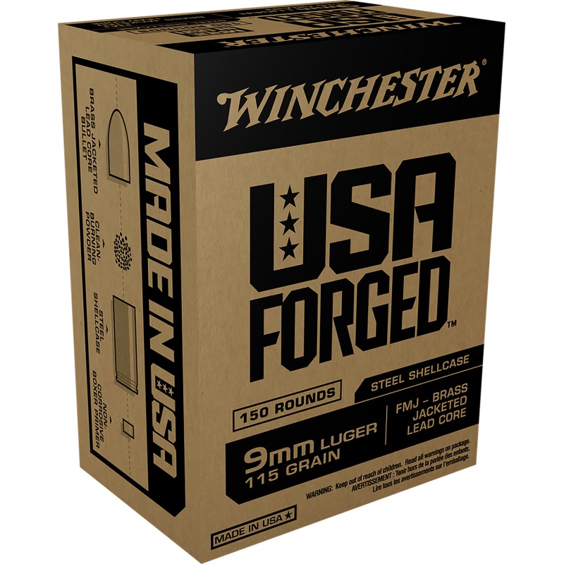 Winchester Ammo WIN9S USA Forged 9mmLuger 115gr Full Metal Jacket 150 Per Box5 Case