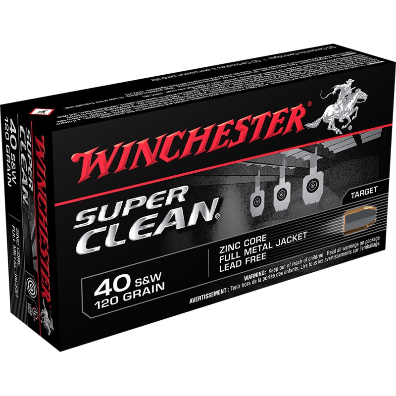 Winchester Ammo W40SWLF Super Clean  40SW 120gr Lead Free Full Metal Jacket 50 Per Box10 Case