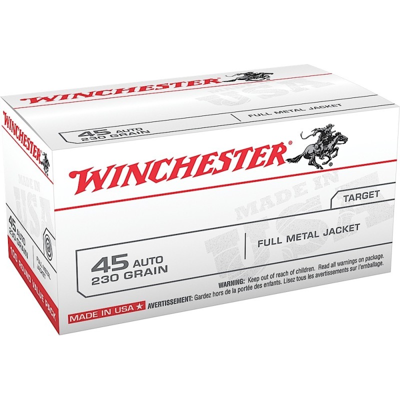 Winchester Ammo USA45AVP USA Value Pack 45ACP 230gr Full Metal Jacket 100 Per Box5 Case