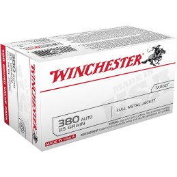 Winchester Ammo USA380VP USA  380ACP 95gr Full Metal Jacket Flat Nose 100 Per Box5 Case