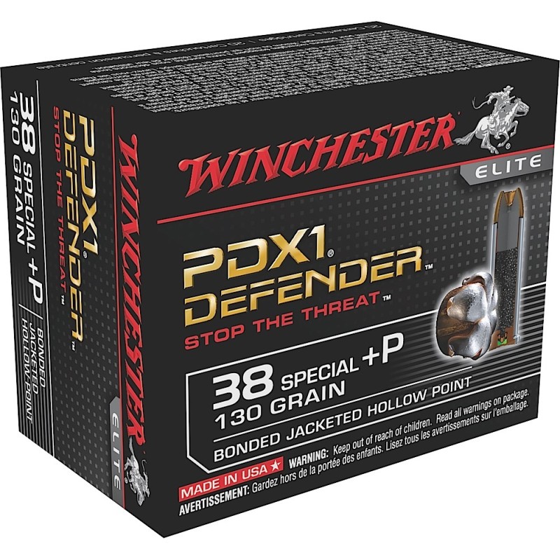 Winchester Ammo S38PDB Defender  38SpecialP 130gr Bonded Jacket Hollow Point 20 Per Box10 Case