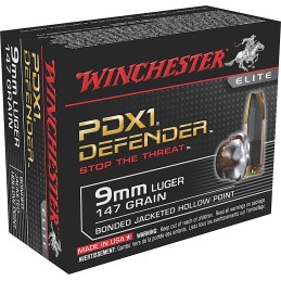 Winchester Ammo S9MMPDB1 Defender  9mmLuger 147gr Bonded Jacket Hollow Point 20 Per Box10 Case