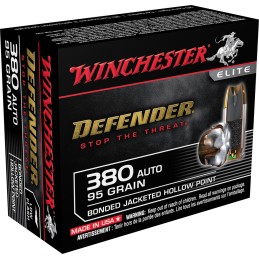 Winchester Ammo S380PDB Defender  380ACP 95gr Bonded Jacket Hollow Point 20 Per Box10 Case