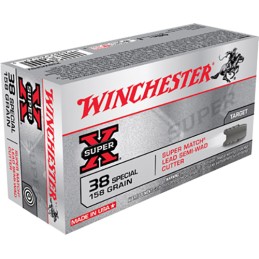 Winchester Ammo X38WCPSV Super X  38Special 158gr Super Match Lead Semi Wadcutter 50 Per Box10 Case