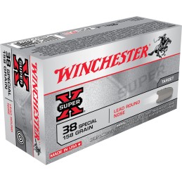 Winchester Ammo X38S1P Super X  38Special 158gr Lead Round Nose 50 Per Box10 Case