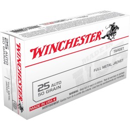 Winchester Ammo Q4203 USA  25ACP 50gr Full Metal Jacket 20 Per Box10 Case