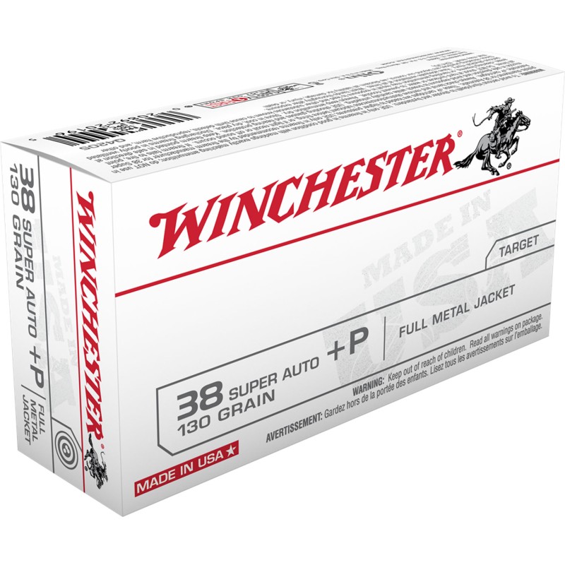 Winchester Ammo Q4205 USA  38SuperP 130gr Full Metal Jacket 50 Per Box10 Case