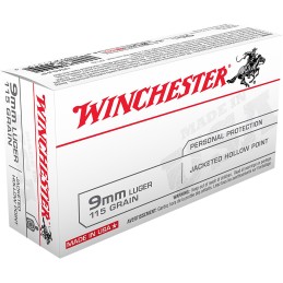 Winchester Ammo USA9JHP USA  9mmLuger 115gr Jacketed Hollow Point 50 Per Box10 Case