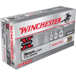 Winchester Ammo WC91 Super X  9mmLuger 115gr Winclean Brass Enclosed Base 50 Per Box10 Case