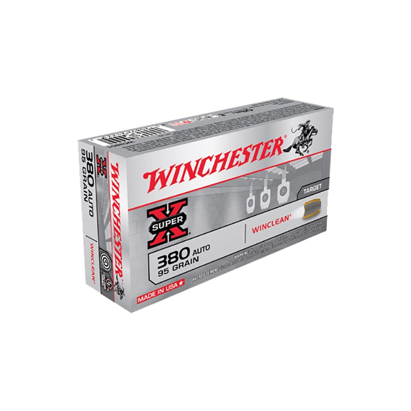 Winchester Ammo WC3801 Super X  380ACP 95gr Winclean Brass Enclosed Base 50 Per Box10 Case