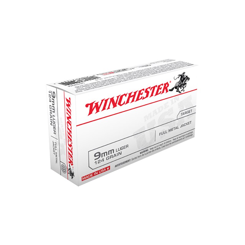 Winchester Ammo USA9MM USA  9mmLuger 124gr Full Metal Jacket 50 Per Box10 Case