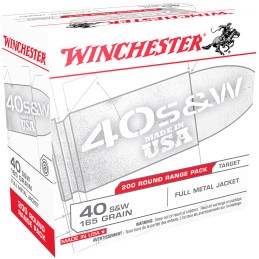 Winchester Ammo USA40W USA Range Pack 40SW 165gr Full Metal Jacket 200 Per Box3 Case