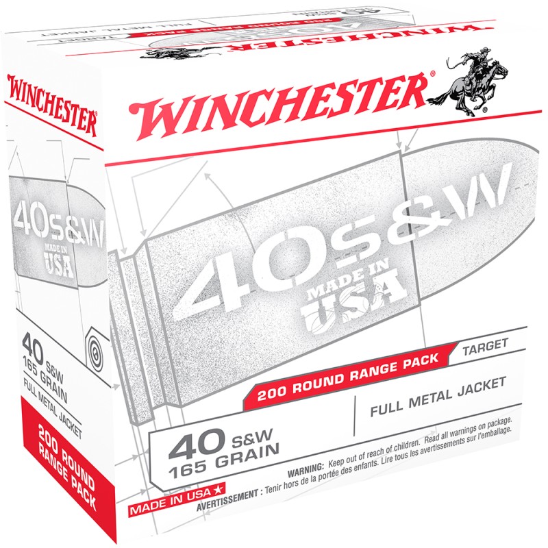 Winchester Ammo USA40W USA Range Pack 40SW 165gr Full Metal Jacket 200 Per Box3 Case