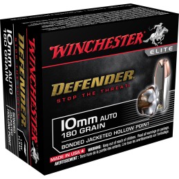 Winchester Ammo S10MMPDB Defender  10mmAuto 180gr Bonded Jacket Hollow Point 20 Per Box10 Case