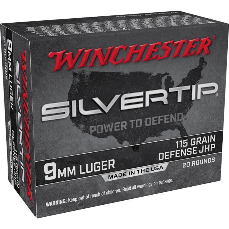 Winchester Ammo W9MMST Silvertip  9mmLuger 115gr Silvertip Jacket Hollow Point 20 Per Box10 Case