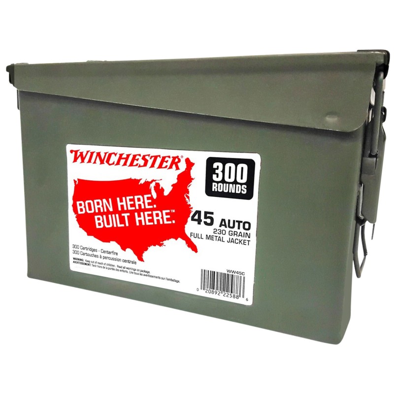 Winchester Ammo WW45C USA Ammo Can 45ACP 230gr Full Metal Jacket 300 Per Box2 Case