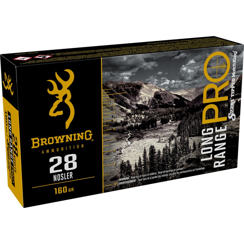 Browning Ammo B192500281 Long Range Pro  28Nosler 160gr Sierra MatchKing BTPT 20 Per Box10 Case