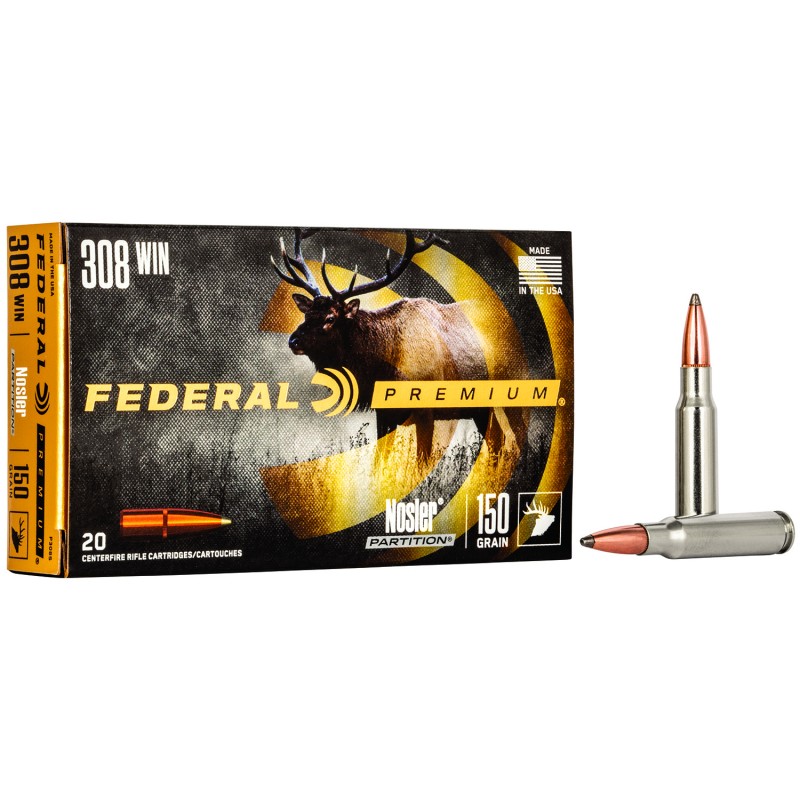 Federal P308S Premium  308Win 150gr Nosler Partition 20 Per Box10 Case