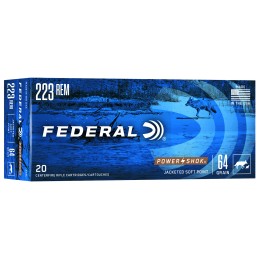 Federal 223L PowerShok  223Rem 64gr Jacketed Soft Point 20 Per Box10 Case