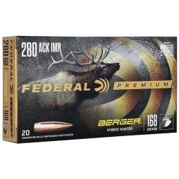 Federal P280AIBCH1 Premium  280Ackley Improved 168gr Berger Hybrid Hunter 20 Per Box10 Case