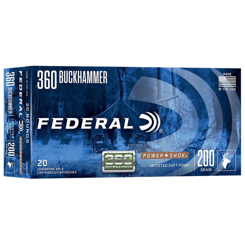 Federal 360BHBS PowerShok Buckhammer 360Buckhammer 200gr Jacketed Soft Point 20 Per Box10 Case