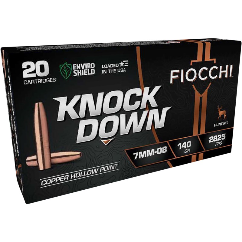 Fiocchi 7MM08CHA Knock Down Enviro Shield 7mm08Rem 140gr Hollow Point 20 Per Box10 Case