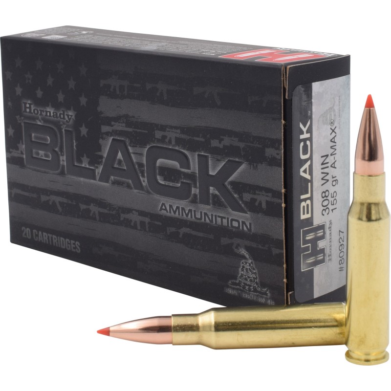 Hornady 80927 Black  308Win 155gr Hornady A Max 20 Per Box10 Case