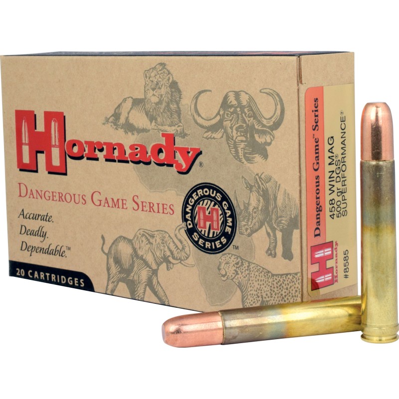 Hornady 8585 Dangerous Game  458WinMag 500gr Dangerous Game Solid 20 Per Box6 Case