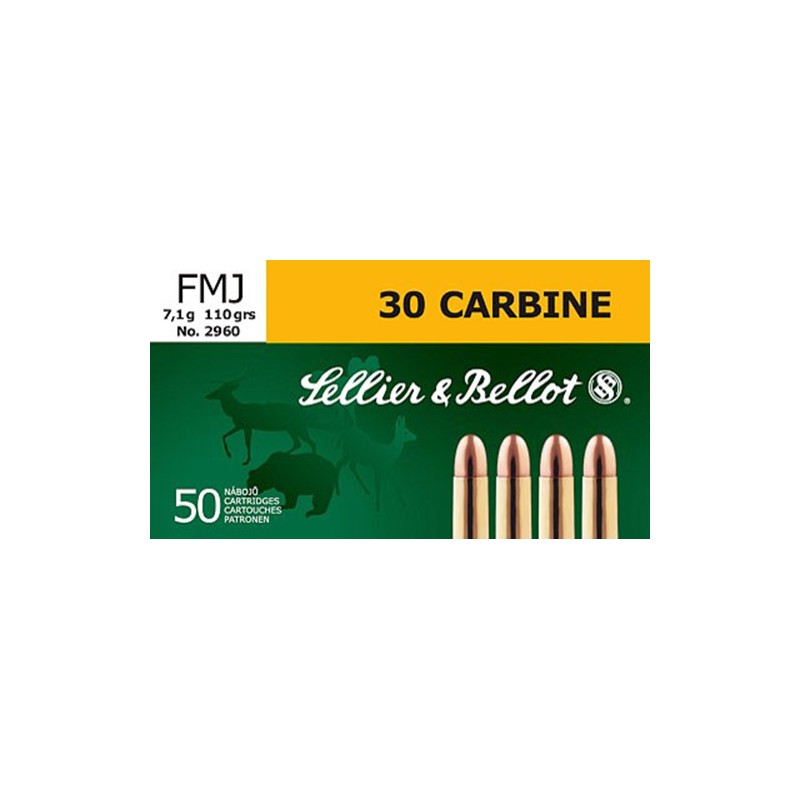 Sellier  Bellot SB30A Rifle  30Carbine 110gr Full Metal Jacket 50 Per Box20 Case