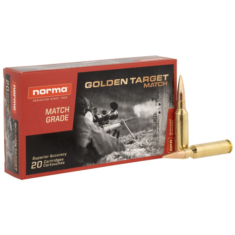 Norma Ammunition 10166522 Dedicated Precision Golden Target Match 6.5Creedmoor 143gr BTHP 20 Per Box10 Case