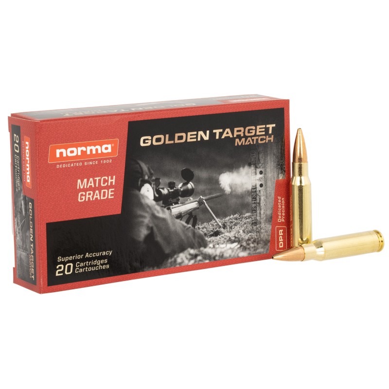 Norma Ammunition 10177432 Dedicated Precision Golden Target Match 308Win 168gr BTHP 20 Per Box10 Case