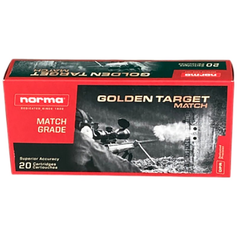 Norma Ammunition 10157692 Dedicated Precision Golden Target Match 223Rem 69gr Boat Tail Hollow Point 20 Per Box10 Case