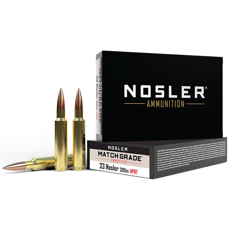 Nosler 60031 Match Grade  33Nosler 300gr Custom Competition Hollow Point Boat Tail 20 Per Box10 Case