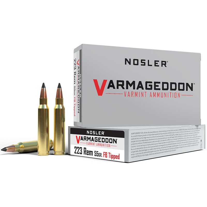 Nosler 65145 Varmageddon  223Rem 55gr Flat Base Tipped 20 Per Box20 Case