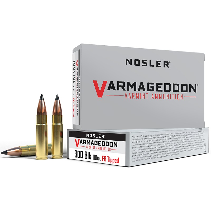 Nosler 40127 Varmageddon  300Blackout 110gr Flat Base Tipped 20 Per Box20 Case