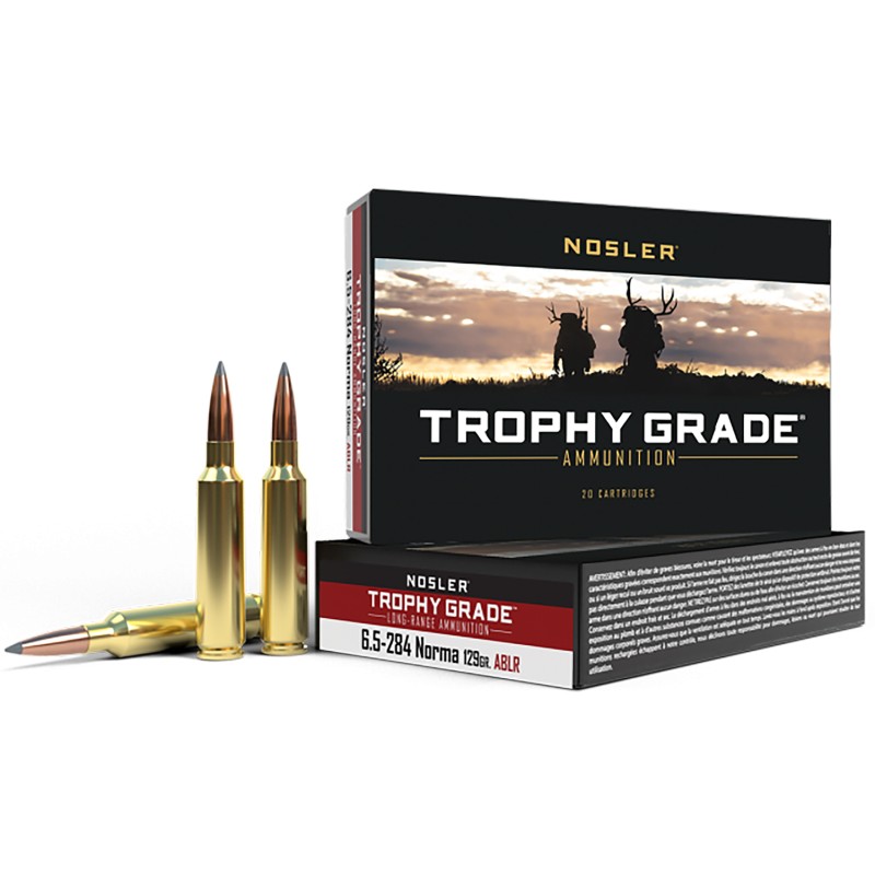 Nosler 60128 Trophy Grade LongRange 6.5x284Norma 129gr Nosler Spitzer AccuBond Long Range 20 Per Box10 Case