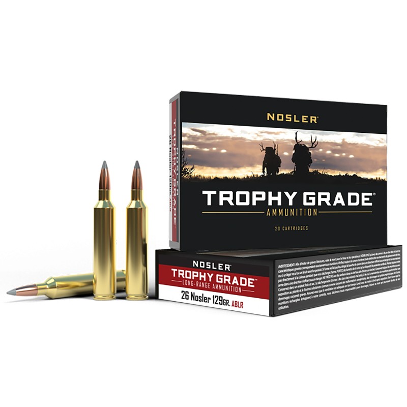 Nosler 60110 Trophy Grade LongRange 26Nosler 129gr Nosler Spitzer AccuBond Long Range 20 Per Box10 Case