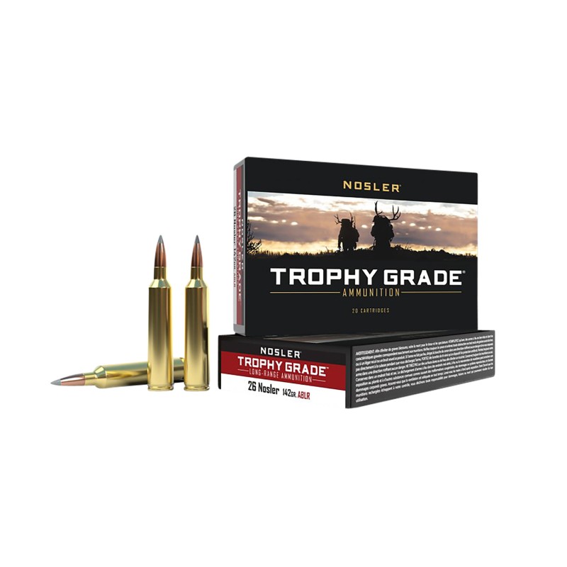 Nosler 60122 Trophy Grade LongRange 26Nosler 142gr Nosler Spitzer AccuBond Long Range 20 Per Box10 Case