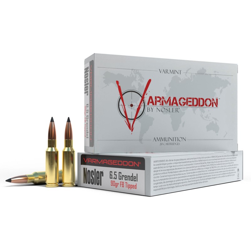 Nosler 65182 Varmageddon  6.5Grendel 90gr Flat Base Tipped 20 Per Box10 Case