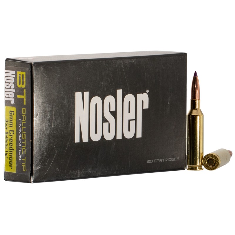 Nosler 40052 Ballistic Tip  6mmCreedmoor 95gr Spitzer Ballistic Tip 20 Per Box10 Case