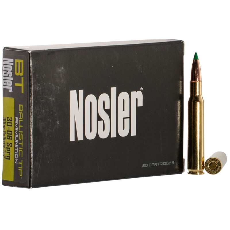 Nosler 40043 Ballistic Tip  3006Springfield 165gr Spitzer Ballistic Tip 20 Per Box10 Case