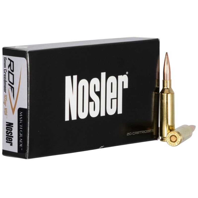 Nosler 60135 Match Grade RDF 6mmCreedmoor 105gr RDF Hollow Point Boat Tail 20 Per Box10 Case