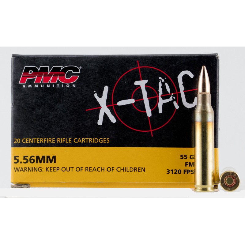 PMC 556X XTac  5.56x45mmNATO 55gr Full Metal Jacket Boat Tail 20 Per Box50 Case