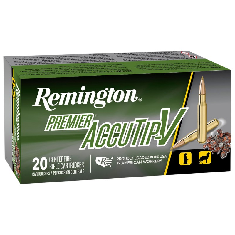 Remington Ammunition 21202 Premier AccutipV 224Valkyrie 60gr AccuTip V Boat Tail 20 Per Box10 Case