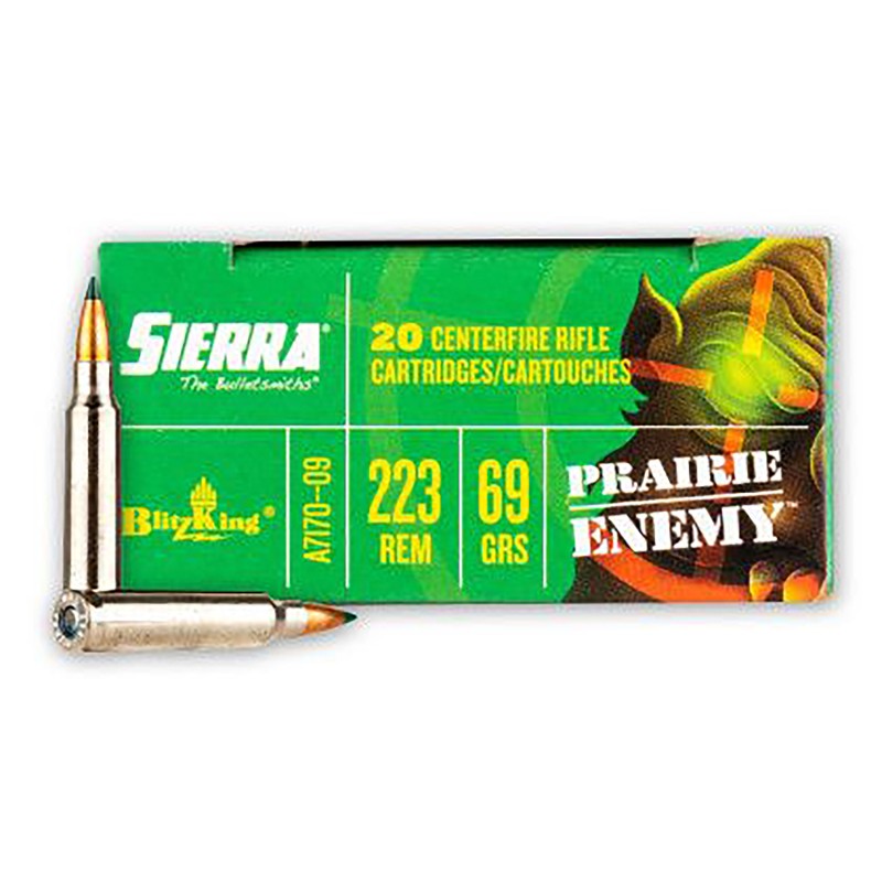 Sierra A717009 Prairie Enemy  223Rem 69gr Sierra BlitzKing 20 Per Box10 Case