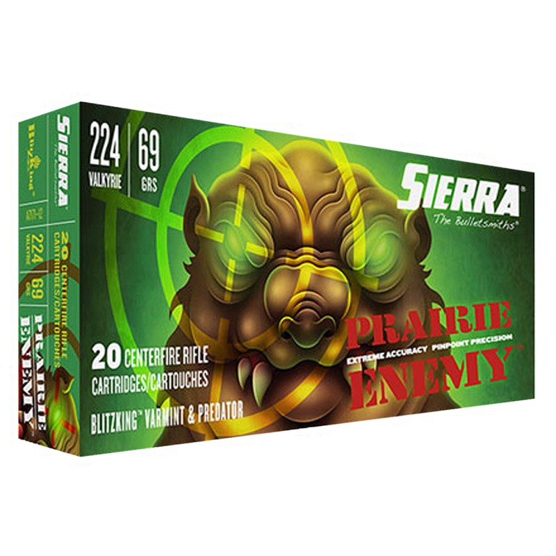 Sierra A717112 Prairie Enemy  224Valkyrie 69gr Sierra BlitzKing 20 Per Box10 Case