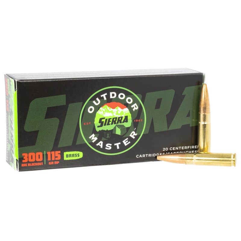 Sierra A211633 Outdoor Master  300Blackout 115gr Hollow Point 20 Per Box10 Case